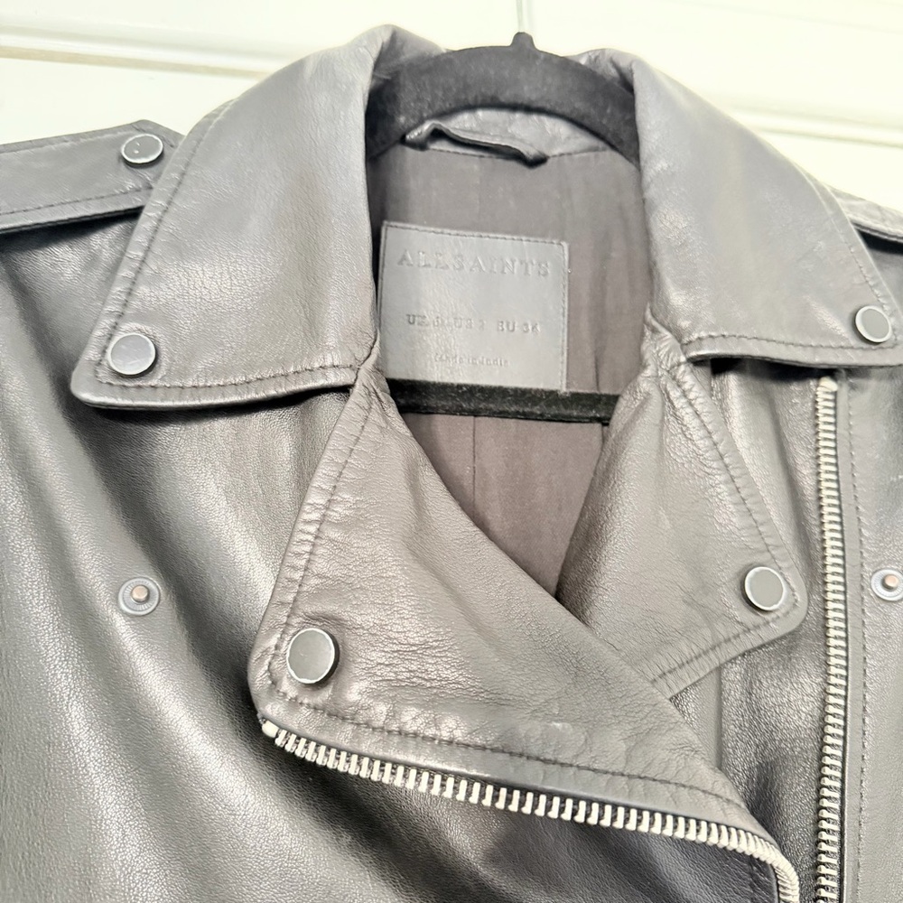 ALL SAINTS BLACK BALFERN LEATHER BIKER JACKET - EUC! - Picture 12 of 13